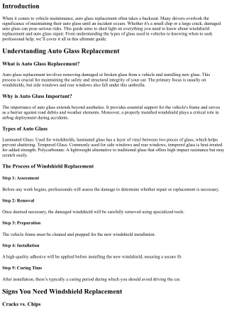 The Ultimate Guide to Auto Glass Replacement