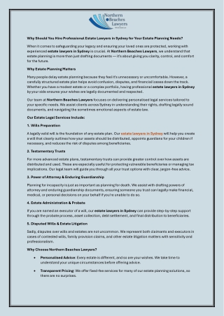 Why Should You Hire Professional Estate Lawyers in Sydney for Your Estate Planning Needs
