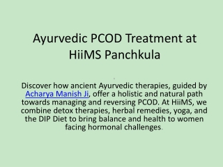 Ayurvedic PCOD Treatment at HiiMS Panchkula: Natural Healing