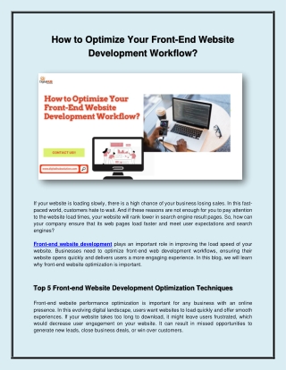 How to Optimize Your Front-End Website Development Workflow