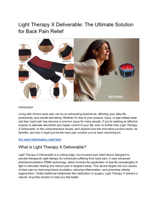 Light Therapy X Deliverable: The Ultimate Solution for Back Pain Relief