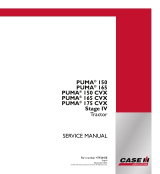 CASE IH PUMA 150 Tractor Service Repair Manual Instant Download