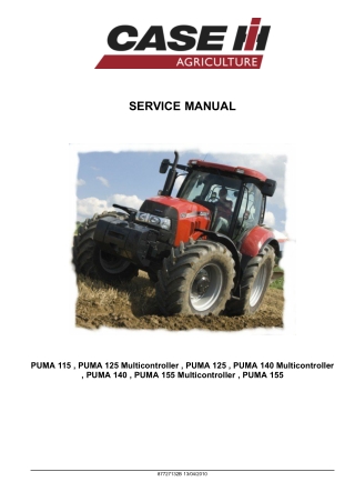 CASE IH PUMA 155 Multicontroller Tractor Service Repair Manual Instant Download