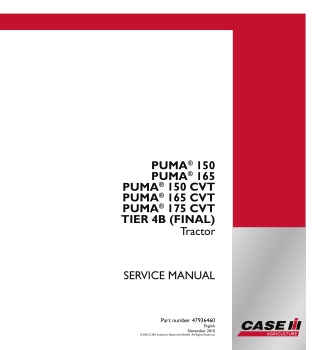 CASE IH PUMA 165 TIER 4B (FINAL) Tractor Service Repair Manual Instant Download