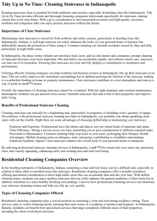Tidy Up In No Time With Cleansing Staircases In Indianapolis, Indiana