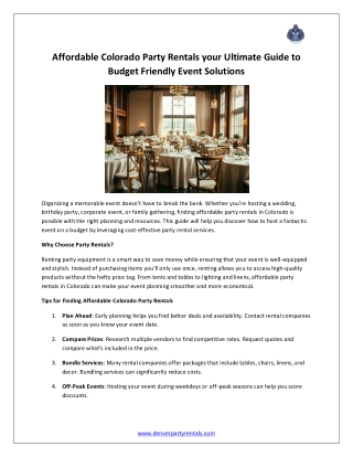 Affordable Colorado Party Rentals your Ultimate Guide to Budget Friendly Event Solutions