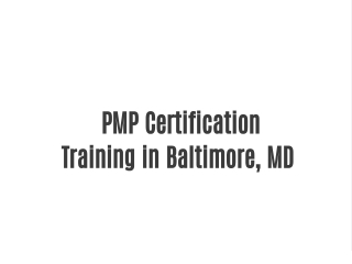 PMP Certification Training in Baltimore, MD