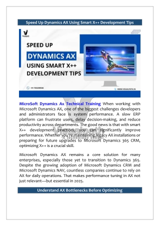 MicroSoft Dynamics Ax Technical Training with Certification