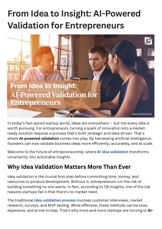 From Idea to Insight: AI-Powered Validation for Entrepreneurs