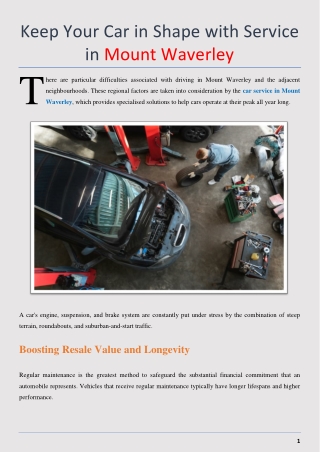 Keep Your Car in Shape with Service in Mount Waverley