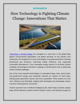 How Technology is Fighting Climate Change: Innovations That Matter.
