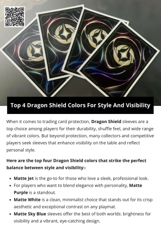 Top 4 Dragon Shield Colors For Style And Visibility