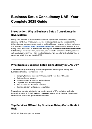 Business Setup Consultancy UAE