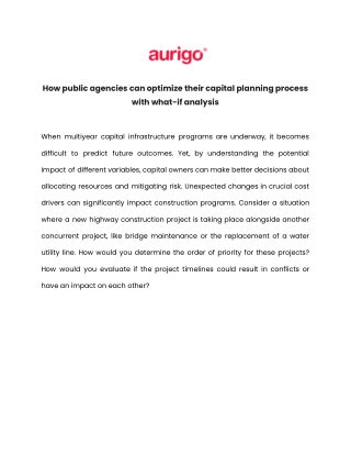 How public agencies can optimize their capital planning process