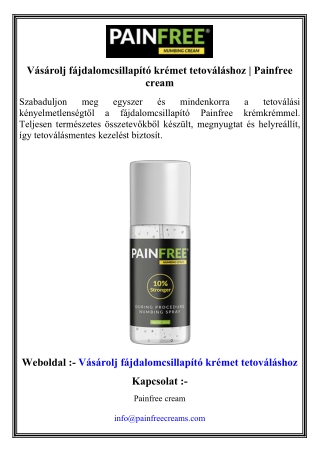 Vásárolj fájdalomcsillapító krémet tetováláshoz   Painfree cream