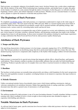 Discovering the Depths of Dark Psytrance Music