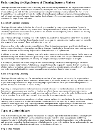 Smart Methods To Strategy Cleansing Coffee Makers In Indianapolis, Indiana