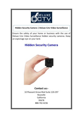 Hidden Security Camera  Deluxe Cctv Video Surveillance