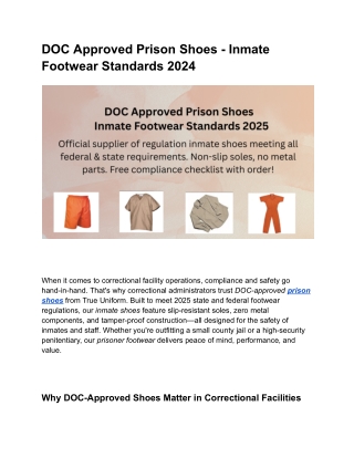 DOC Approved Prison Shoes - Inmate Footwear Standards 2024