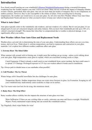 How Weather Affects Your Auto Glass and Replacement Needs