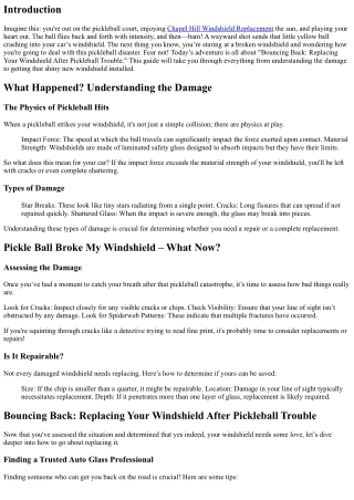 Bouncing Back: Replacing Your Windshield After Pickleball Trouble