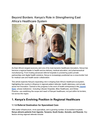 Beyond Borders_ Kenya’s Role in Strengthening East Africa’s Healthcare System