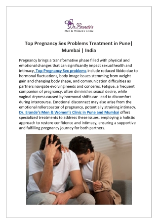 Top Pregnancy sex problems and its treatments in Pune, Mumbai, India