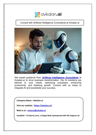 Consult with Artificial Intelligence Consultants at Avkalan.ai