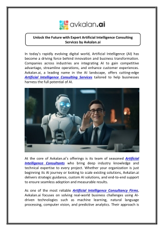 Hire Leading Artificial Intelligence Consultancy Firms at Avkalan.ai