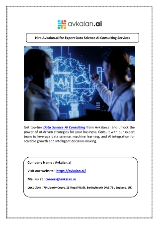 Hire Avkalan.ai for Expert Data Science Ai Consulting Services
