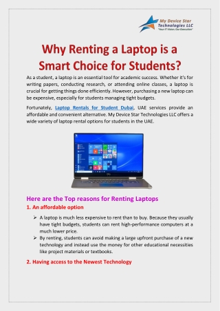 Why Renting a Laptop is a Smart Choice for Students?