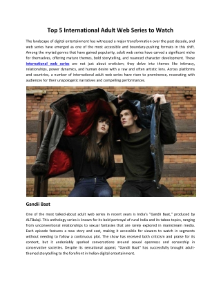 Top 5 International adult Web Series
