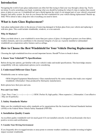 How to Choose the Best Windshield for Your Vehicle During Replacement