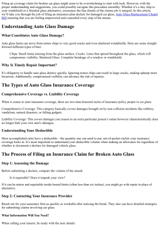 The Process of Filing an Insurance Claim for Broken Auto Glass