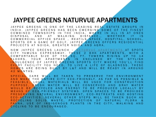 Jaypee Greens Naturvue Apartments