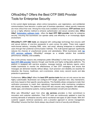Office24by7 Offers the Best OTP SMS Provider Tools for Enterprise Security docx  Google Docs