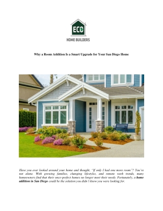 Why a Room Addition Is a Smart Upgrade for Your San Diego Home