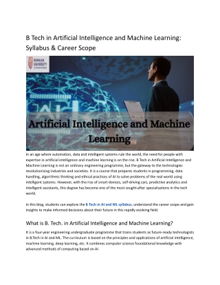 B Tech in Artificial Intelligence and Machine Learning_ Syllabus & Career Scope
