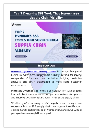 Microsoft Dynamics 365 Training Online - Visualpath