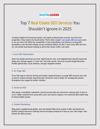 Top 7 Real Estate SEO Services You Shouldn’t Ignore in 2025