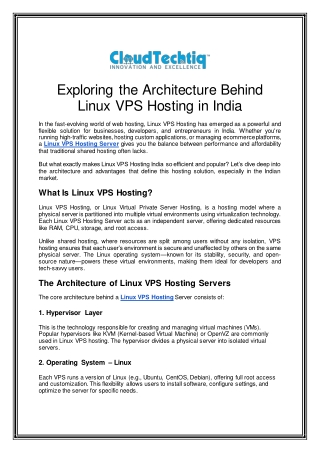 Exploring the Architecture Behind Linux VPS Hosting in India