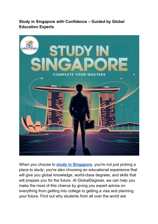 Study in Singapore with Confidence – Guided by Global Education Experts