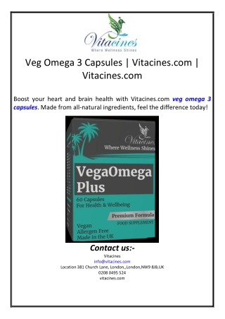 Veg Omega 3 Capsules | Vitacines.com | Vitacines.com