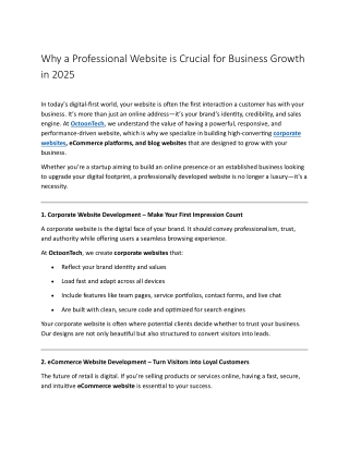 Why a Professional Website is Crucial for Business Growth in 2025