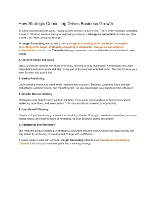 How Strategic Consulting Drives Business Growth