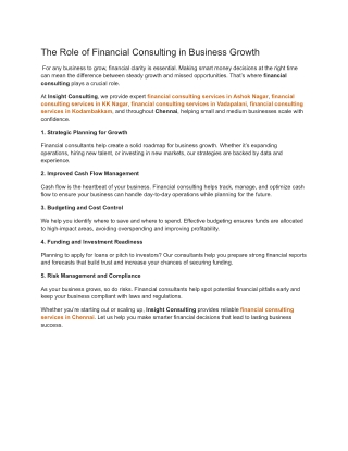 The Role of Financial Consulting in Business Growth