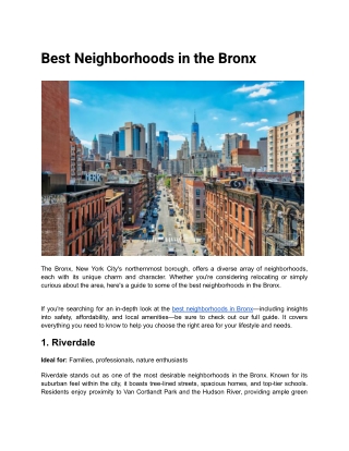 Best Neighborhoods in the Bronx