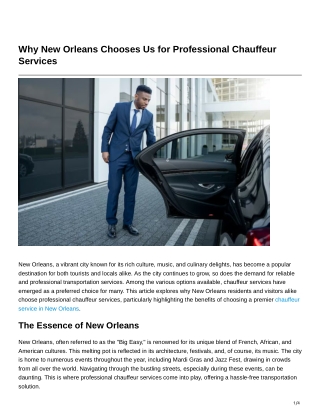 Why New Orleans Chooses Us for Professional Chauffeur Services.