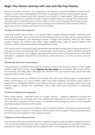 Begin Your Dance Journey with Jazz and Hip Hop Classes