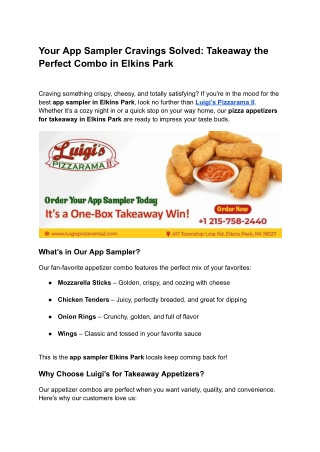 Your App Sampler Cravings Solved_ Takeaway the Perfect Combo in Elkins Park
